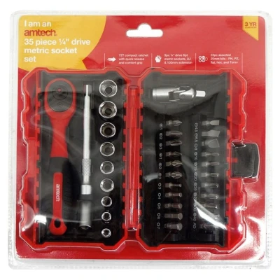 Image of Amtech I0227 35 Piece ¼&quot; Drive Metric Socket Set