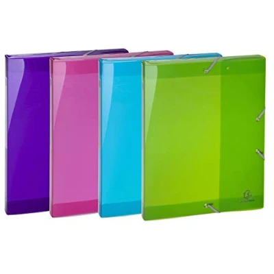 Image of Exacompta Ref 59480E Iderama Collection PP Filing Box 250 x 330mm in Size, 25mm Spine, Suitable for Storing A4 Documents Assorted Colours (Pack of 4)