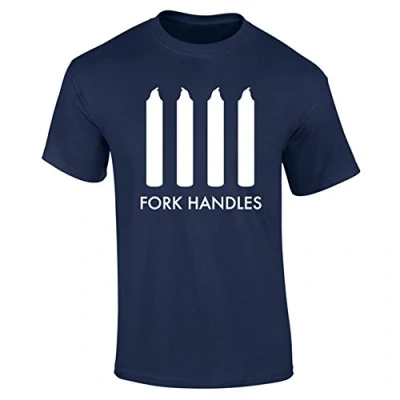 Image of Mens Fork Handles Four Candles Funny Comedy Sketch T Shirt Navy Blue (L)