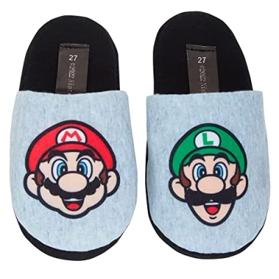 Image of Super Mario Boys Slippers Grey EU 25/8 UK Child