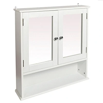 Image of NIGMA Wooden Bathroom Cabinet Shelf Cupboard Bedroom Furniture Storage Unit Multi Purpose (Double Mirror Cabinet)