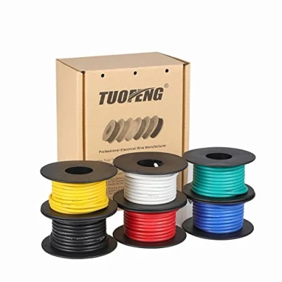 Image of TUOFENG 16AWG Electrical Wire, Hook up Wire Kit Flexible Silicone Wire(6 Different Colored 4.6 Meter spools) 600V Stranded High Temperature Resistance