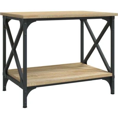 Image of vidaXL Side Table in Sonoma Oak Rectangular Living Room with Storage and Sturdy Tabletop, Industrial Style, Engineered Wood Iron Frame, Brown