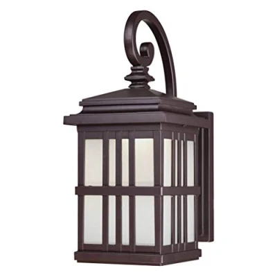 Image of 64002 One Light Dimmable LED Outdoor Wall Fixture, Oil Rubbed Bronze Finish with Frosted Glass