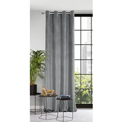 Image of Eurofirany Velvet Curtain with Eyelets Balcony Door Patterned Look 1 Piece Wavy Pattern Plain Fluffy Living Room Bedroom Lounge 140 x 250 cm 3D Structure Steel 384147