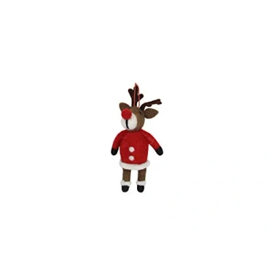 Image of Gisela Graham : Christmas Decoration Reindeer in a Santa Coat