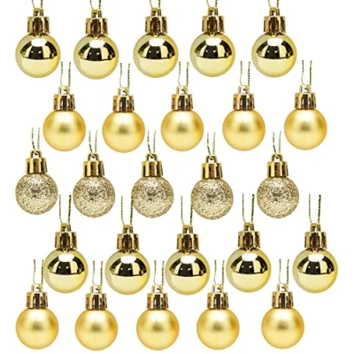 Image of Toyland Pack of 25 25mm GOLD Shiny and Matt Christmas Tree Ornaments