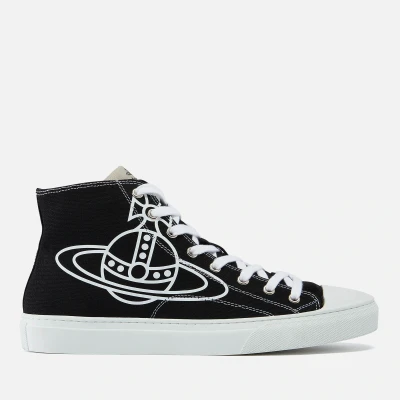 Image of Vivienne Westwood Men&#039;s Plimsoll Canvas Hi Top Trainers Black UK 8