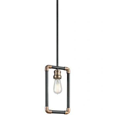 Image of Imahn 1 Light Mini Ceiling Pendant Black, Natural Brass, E27