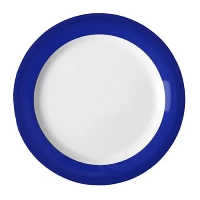 Image of nisbets limited Olympia Kristallon Gala Melamine Plate Blue Rim 240mm 9 1/2&quot; (Box 6)