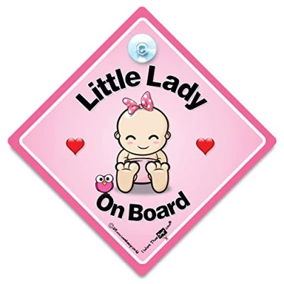 Image of Little Lady On Board Sign, Baby Car Grandchild 14 cm x 14cm