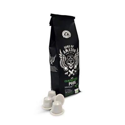 Image of Sons of Amazon COMPOSTABLE Coffee PODS for Nespresso* Machines 40 Capsules Strong Fairtrade Recyclable Biodegradable