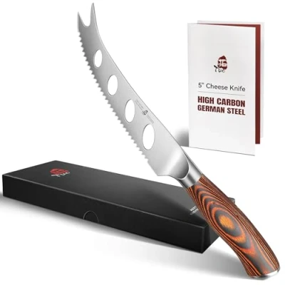 Image of TUO Cheese Knife Tomato 5.5 inches Serrated Blade German Stainless Steel Fruit with Ergonomic Pakkawood Handle Fiery Phoenix Series