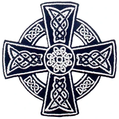 Image of Celtic Cross Irish Goth Druids Wicca Pagan Patch Embroidered Morale Applique Iron On Sew Emblem