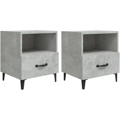 Image of vidaXL Bedside Cabinets 2 pcs Concrete Grey Engineered Wood