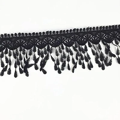 Image of 3 Yards Lace Trim with Tassel DIY Sewing Applique Craft Black