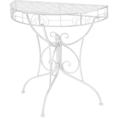 Image of vidaXL Side Table Vintage Style Half Round Metal 72x36x74 cm Silver