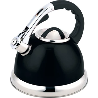 Image of Buckingham Stainless Stove Top Induction Gas Whistling Kettle 3.5 L, Black, Steel