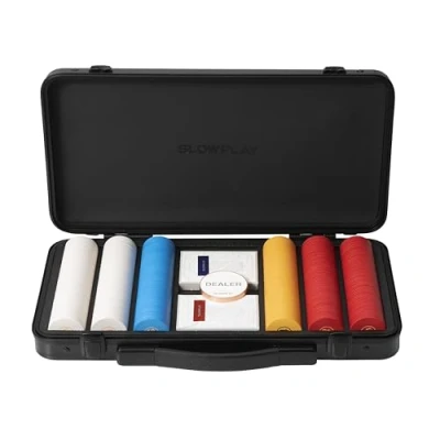 Image of SLOWPLAY Godel Ceramic Poker Chips Set for Texas Hold&#039;em, 300 PCS [Blank Chips], 39mm &amp; 10g Each Features a High end Chip case with Extra Durable German Polycarbonate Shell