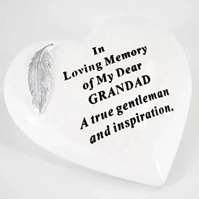 Image of Special Grandad Graveside Memorial Feather Heart Grave Plaque Ornament Decoration