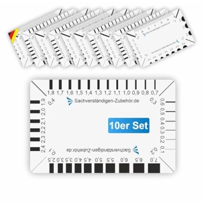 Image of Sachverständigen Zubehör® Crack Width Ruler Feeler Gauges [Crack Monitor] 10 pcs Classic Set Monitoring Metric Crime Scene Forensic Tell Tale Measuring