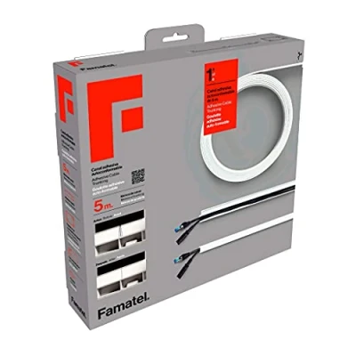 Image of FAMATEL adhesive Cable trunking 5 metres 10 x 16 mm NEW Roll up format Rectangular Easy assembly with self duct White
