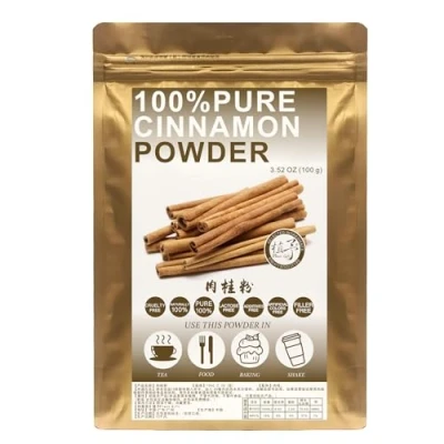 Image of Plant Gift 100% Pure Cinnamon Powder 肉桂粉 Natural Powder, Great Flavor for Drinks, Smoothie, Yogurt, Baking, cookies, cakes and Beverages, Non GMO No Filler, additives 100G/3.25oz