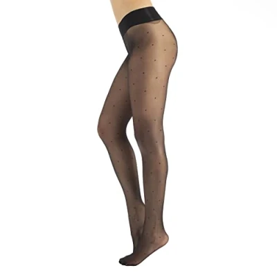 Image of CALZITALY Seamless Sheer Tights, No Seam Pantyhose, Invisible Tights Black, Skin, Blue, Violet, Red, White, Green, Blue 15 DEN S, M, L, XL, XXL Made in Italy (M BLACK POIS)