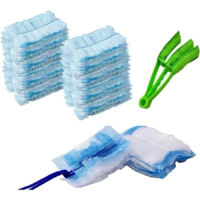 Image of XTAIQD 20PCS Flash Dust Magnet Refills,Disposable Duster Heads,Fluffy Refills,Strong Electrostatic Removal for Home &amp; Car Cleaning,Manual Refill Pack with 1 Handle (green)