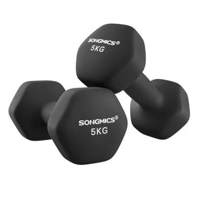 Image of SONGMICS Set of 2 Dumbbells Weight Training Home Office Gym x 5kg Black SYL60BK