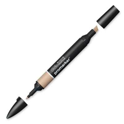 Image of Winsor &amp; Newton 0203634 ProMarker Professional Layout Marker 2 Tips, Fine Wide for Drawings, Design Layouts Light Pecan