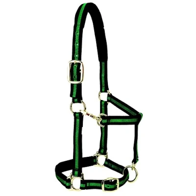 Image of Weaver Leather Nylon Horse Halter, Padded and Adjustable, Chin Throat Snap Hook Halters for Horses, Brass Plated Training