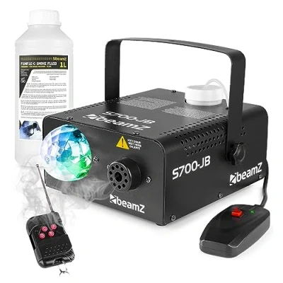 Image of beamz S700 JB Fog Machine with LED Jellyball Light, Wireless Remote Control and 1L ECO Fluid for Home Party Smoke Mist Effects