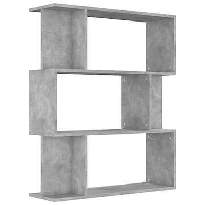 Image of vidaXL Book Cabinet/Room Divider Engineered Wood, Concrete Grey 80x24x96cm Freestanding Design with Multiple Compartments for Storage and Display