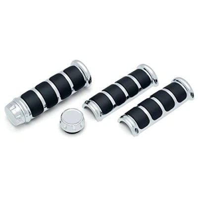 Image of Kuryakyn 6780 Motorcycle Handlebar Accessory: ISO Grips for Harley Davison Motorcycles with Heated Grips, Chrome, 1 Pair