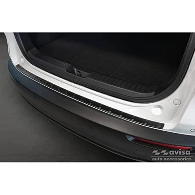 Image of Avisa Matt Black Stainless Steel Rear bumper protector compatible with Mazda CX 30 2019 &#039;Ribs&#039;