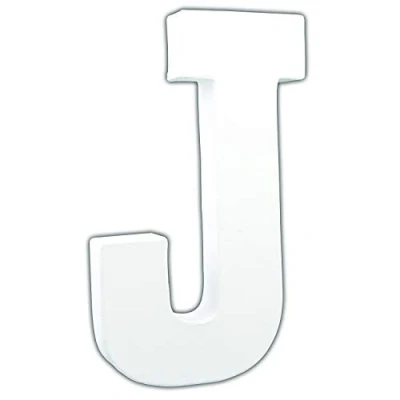 Image of Décopatch Ref AC709C Papier Maché Alphabet Large Uppercase Letter &quot;J&quot; Fun to Decorate Using Papers, Glue &amp; Varnish, 24 x 16 2.8cm White