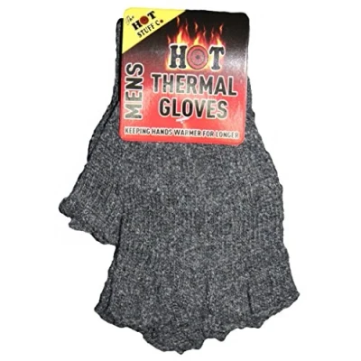 Image of Mens Fingerless Thermal Gloves One Size Fits All Mixed Colours (Charcoal)