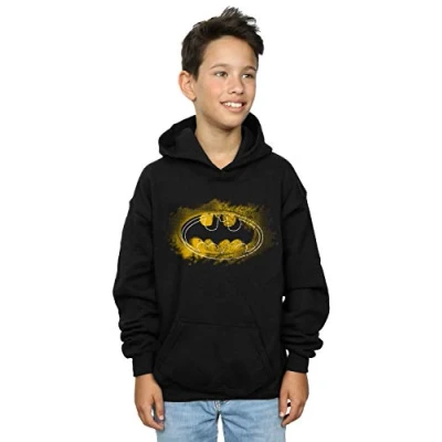 Image of DC Comics Boys Batman Spray Logo Hoodie 5 6 Years Black