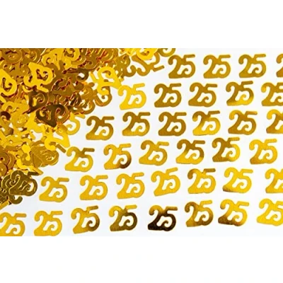 Image of SHATCHI 28g Gold 25th Birthday Confetti Foil Metallic Glitz Table Scatter Sprinkles Age Bday Party Decorations, 12mm