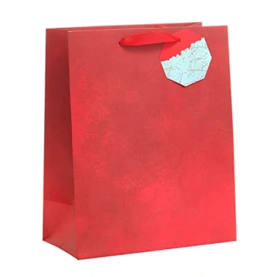 Image of UK Greetings Large Gift Bag For Him/Her/Friend Birthdays, Christmas, New Year &amp; Other Events Red Design