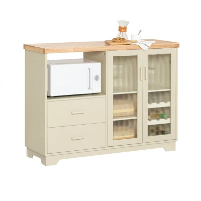 Image of Sobuy Sideboard with 2 Glass Doors Microwave Oven Cabinet,FSB81 MI