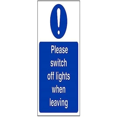 Image of V Safety Please Switch Off Lights When Leaving Sign 150mm x 200mm Self Adhesive Vinyl