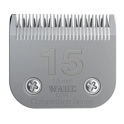 Image of Wahl Competition Blade, Number 15, Full Tooth, Blade Set Animal Clipper, 1.5mm, Replacement Blades, Spare Clipper Pet Spares, Stainless Steel, Rust Resistant, Precise Cutting