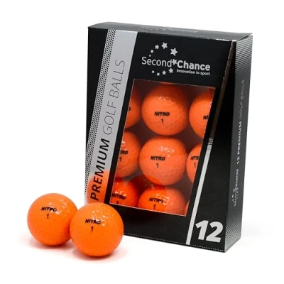 Image of Second Chance Recycled Lake Golf Balls, 12 Pack, Mixed Ideal for Practice and Play, Ball Assortment, Orange