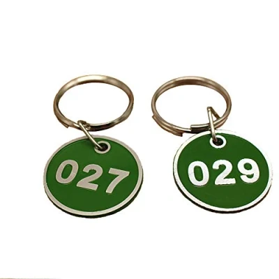 Image of Aluminum &amp; Plastic Key Tag Numbered Rings 30mm (Green, 1 100)