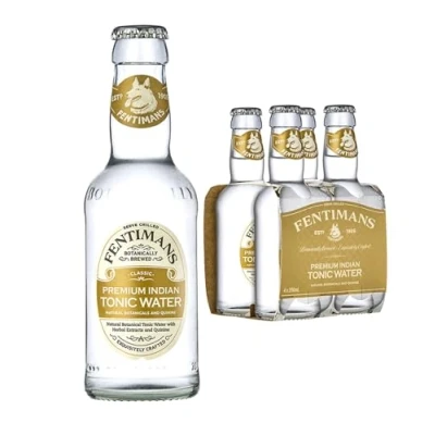 Image of Fentimans Premium Indian Tonic Water Botanically Brewed Infused with Sicilian Lemon Oil &amp; Lemongrass Extract Low Calorie, Gluten Free and Vegan Friendly Soft Drinks 4 x 200ml