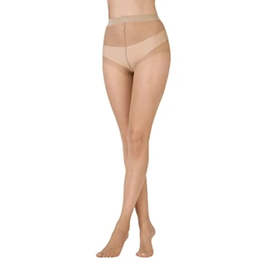 Image of Pretty Polly Women&#039;s Naturals 8d Sandal Toe Tights, Beige (Nude), S M UK