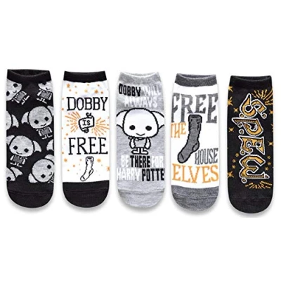 Image of Harry Potter Dobby Juniors/Womens 5 Pack Ankle Socks Size 4 10
