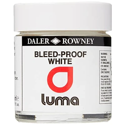 Image of Daler Rowney Acrylic Ink, Glass Bottle, Flat screw lid, 1oz 29.5 ml, Bleedproof White